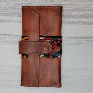 Wallet- Hippee Tribal Brown Embroidered Clutch Trifold